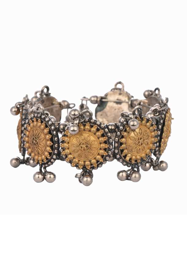 Silver And Yellow  Oxidized Bangles In Mix Metal Silver And Yellow  Oxidized Bangles In Mix Metal