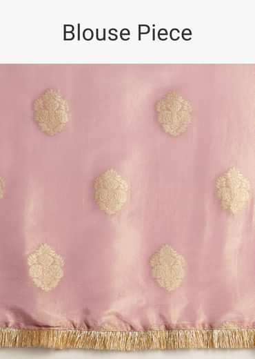 Lavender Tissue Silk Saree With Zari Frill Lace Border