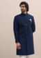 Blue Sherwani With Moti Embroidered Collar For Men