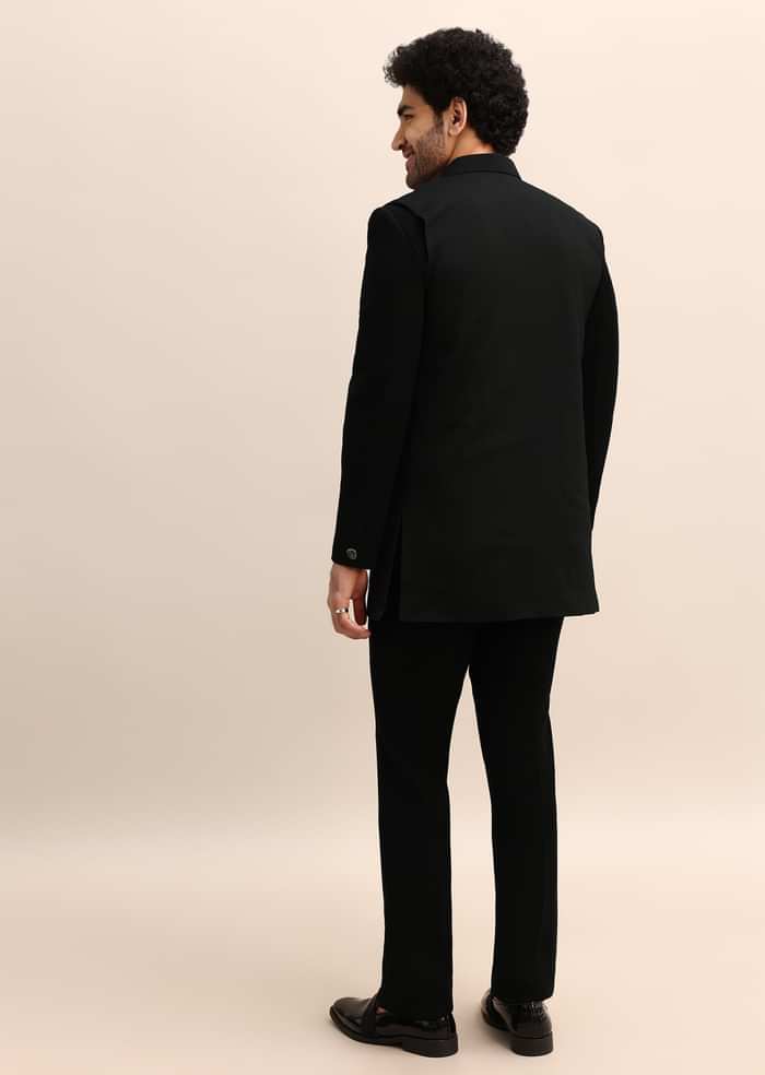 Black Velvet 3 Pc Jodhpuri Suit
