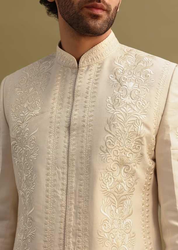 Ivory Thread Work Jodhpuri Suit For Men Ivory Thread Work Jodhpuri Suit For Men
