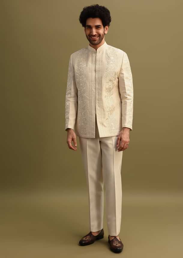 Ivory Thread Work Jodhpuri Suit For Men Ivory Thread Work Jodhpuri Suit For Men