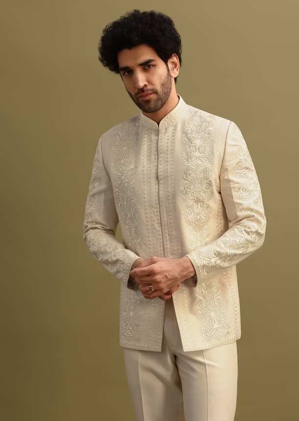 Ivory Thread Work Jodhpuri Suit For Men Ivory Thread Work Jodhpuri Suit For Men