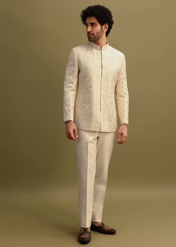 Ivory Thread Work Jodhpuri Suit For Men Ivory Thread Work Jodhpuri Suit For Men