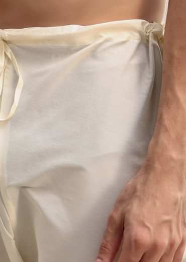 Beige Tussar Silk Plain Kurta Pyjama For Men