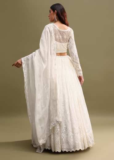 White Net Lehenga Choli In Sequin Work