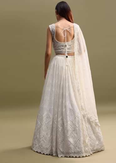 White Net Lehenga Choli In Sequin Work