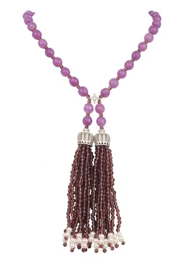 Purple And Black Pearl Necklace And Tassel Long Necklace