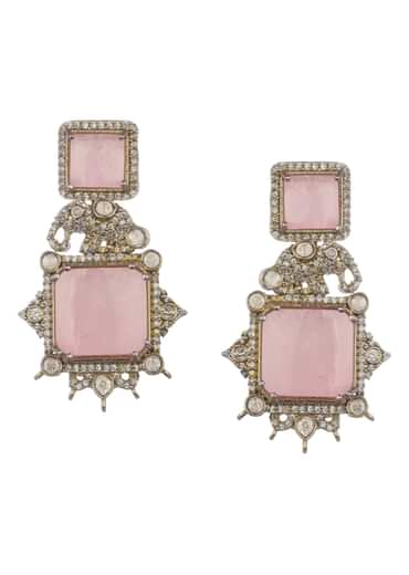 Pink And Gold Kundan Necklace Set In Mix Metal