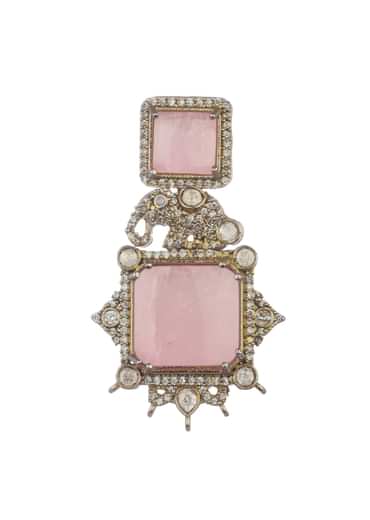 Pink And Gold Kundan Necklace Set In Mix Metal