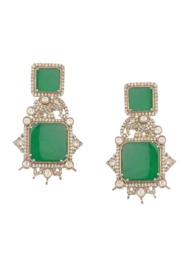 Green And Gold Kundan Necklace Set In Mix Metal