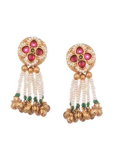 Gold And White Mix Metal Kundan Choker Set