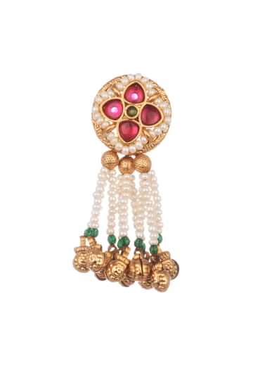 Gold And White Mix Metal Kundan Choker Set