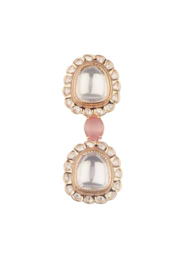Gold And White Mix Metal Kundan Necklace Set
