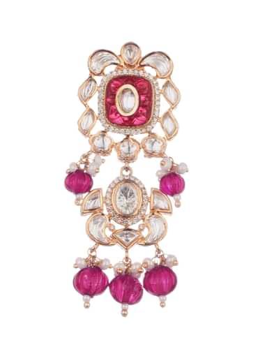 Red And White Mix Metal Kundan Necklace Set