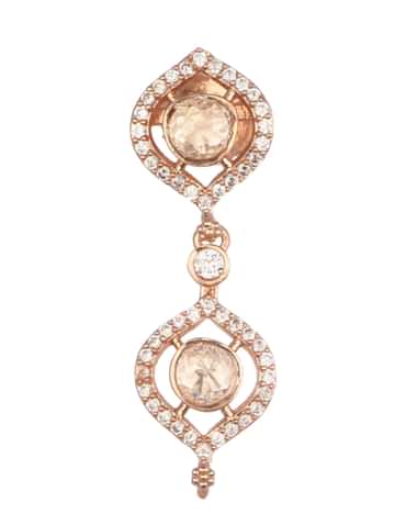 White And Rose Gold Kundan Diamond Necklace Set
