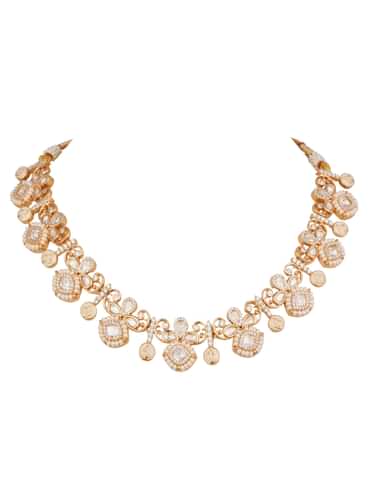 Gold And White Kundan Short Necklace Set