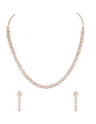 Gold And White Diamond Necklace Set In Mix Metal