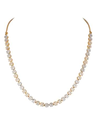 Gold And White Kundan Diamond Necklace Set In Mix Metal