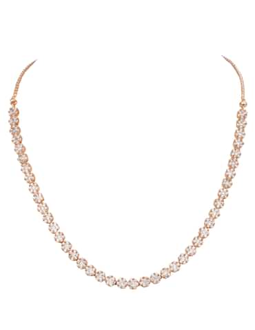 Gold And White Diamond Necklace Set In Mix Metal