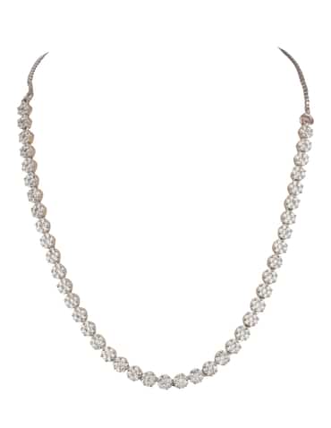 White And Silver Diamond Necklace Set In Mix Metal