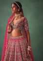 Raw Silk Red Bridal Lehenga With Scallop Dupatta