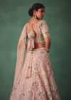 Baby Pink Jaal Work Lehenga With Sweetheart Neck Blouse And Embroidered Dupatta
