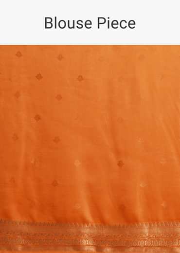 Orange Tissue Silk Saree With Zari Border And Butti Work Orange Tissue Silk Saree With Zari Border And Butti Work