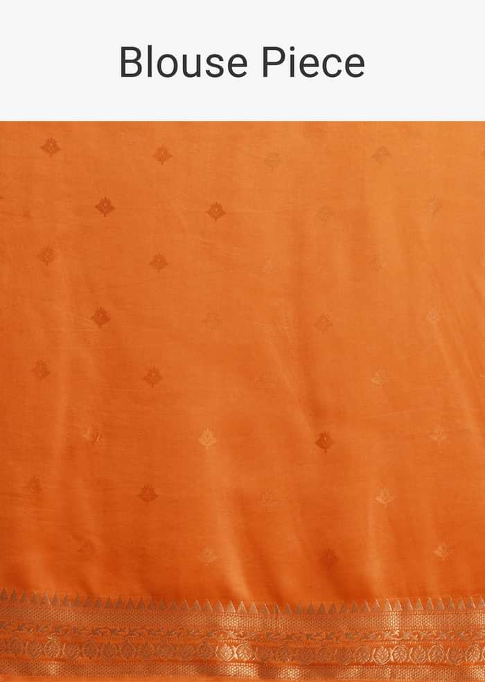 Orange Tissue Silk Saree With Zari Border And Butti Work