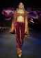 Deep Magenta Velvet Brocade Cape Jacket Suit