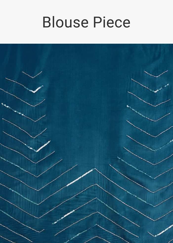 Blue Ombre Half And Half Sequins Saree