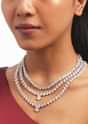 Silver Multi Layered Necklace And Drop Earrings Set