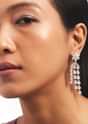 Silver Multi Layered Necklace And Drop Earrings Set
