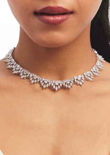 Silver Leaf Motif Necklace And Earrings Set