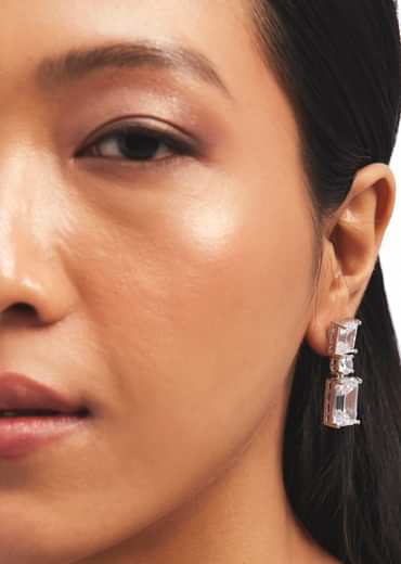 Silver Double Layered Necklace And Earrings Set