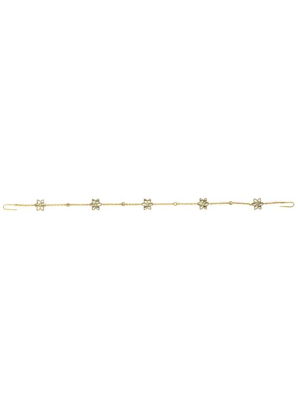Gold Phool Sitara Maatha Patti With Mirror Polki