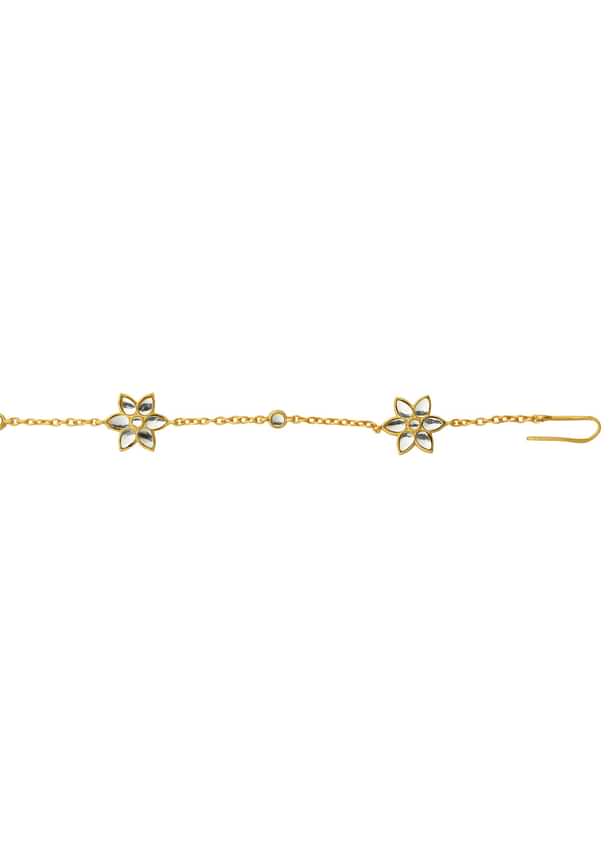 Gold Phool Sitara Maatha Patti With Mirror Polki