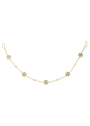Gold Phool Sitara Maatha Patti With Mirror Polki