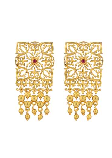 Antique Gold Eternal Enigma Stud Earrings With Zircon Accents