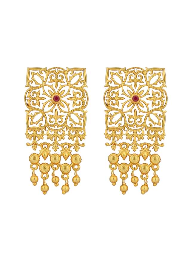 Antique Gold Eternal Enigma Stud Earrings With Zircon Accents