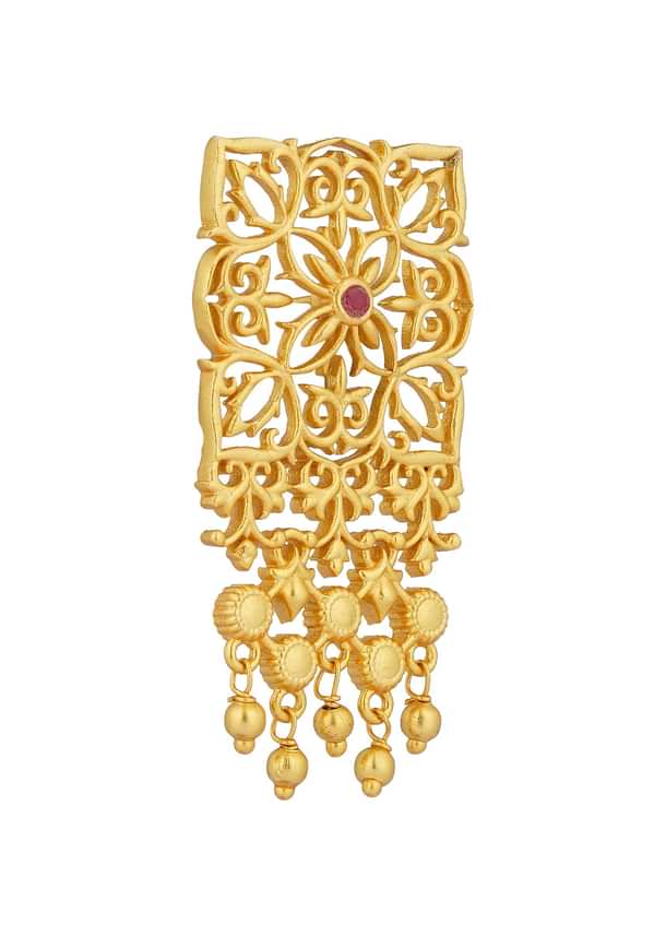Antique Gold Eternal Enigma Stud Earrings With Zircon Accents