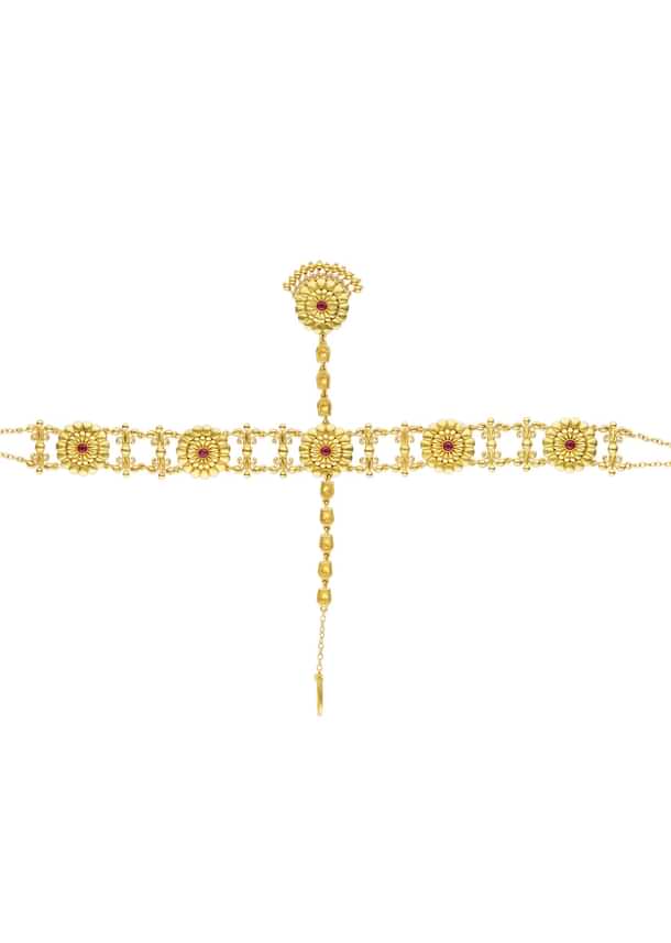 Antique Gold Maatha Patti With Zircon Embellishments