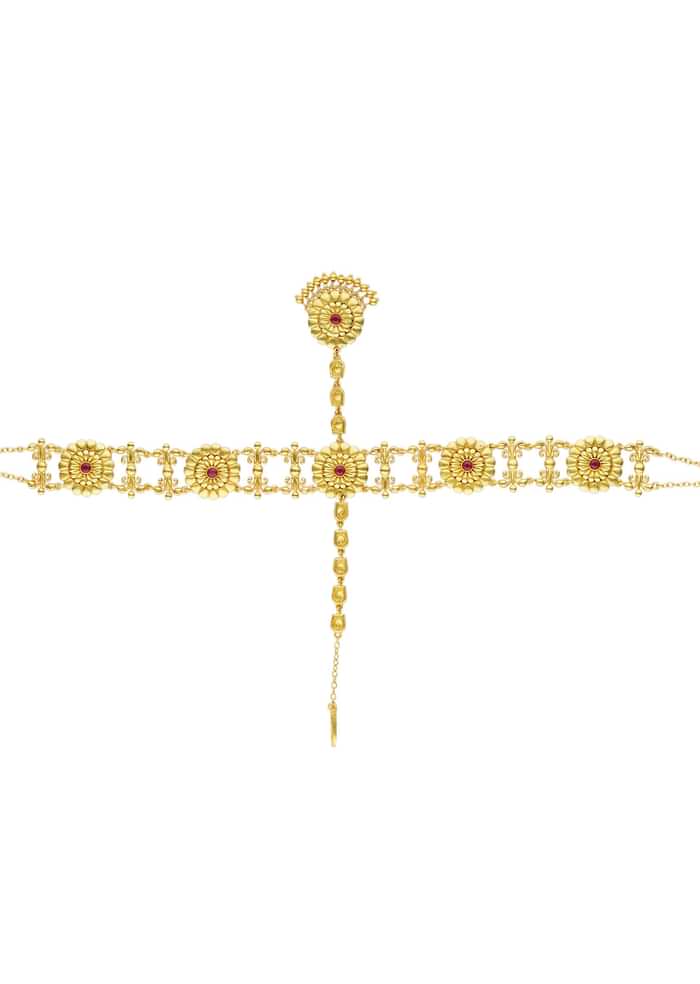 Antique Gold Maatha Patti With Zircon Embellishments