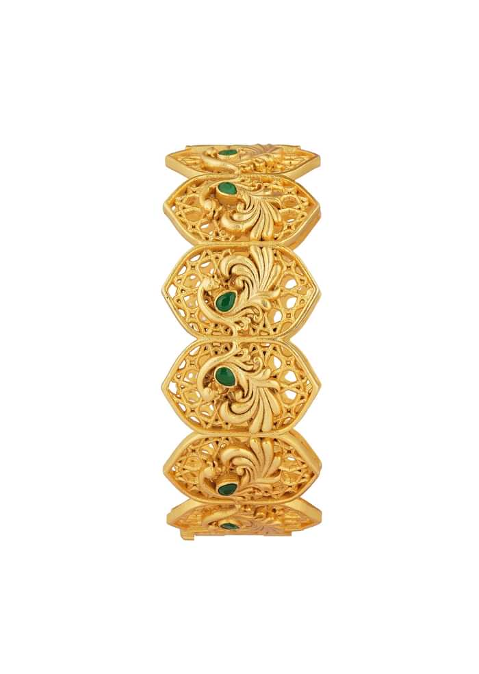 Antique Gold Bangle With Zircon Accents