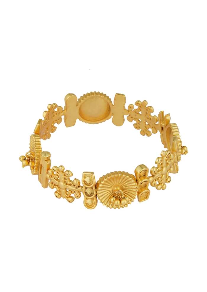Antique Gold Bangle With Ornamental Motifs