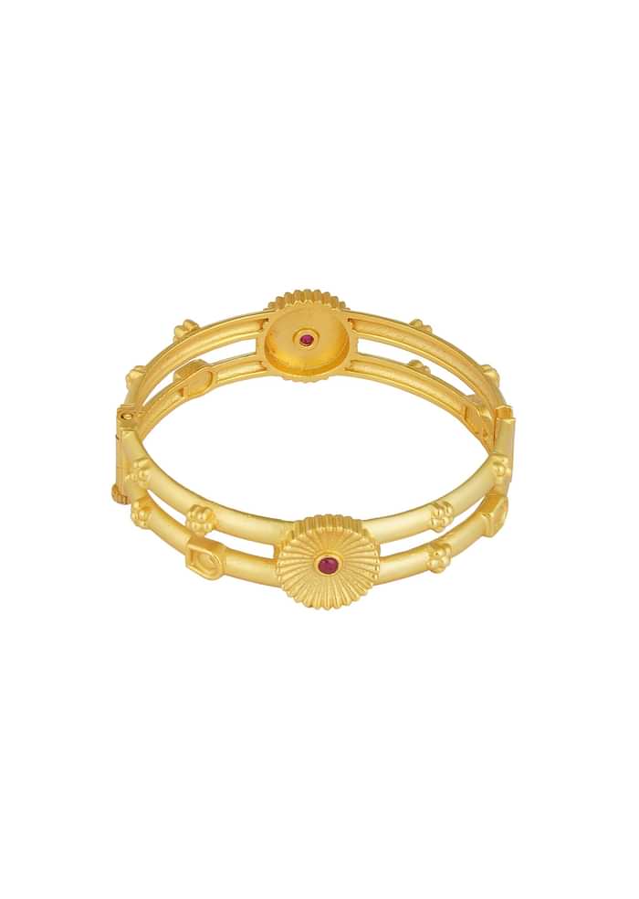 Antique Gold Bangle With Motifs And Zircon Details