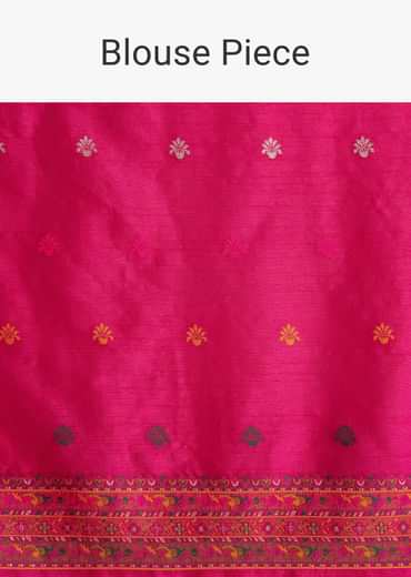 Pink Traditional Floral And Jaal Woven Saree Pink Traditional Floral And Jaal Woven Saree
