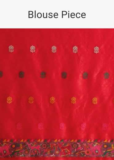 Red Dola Silk Saree With Traditional Weaves