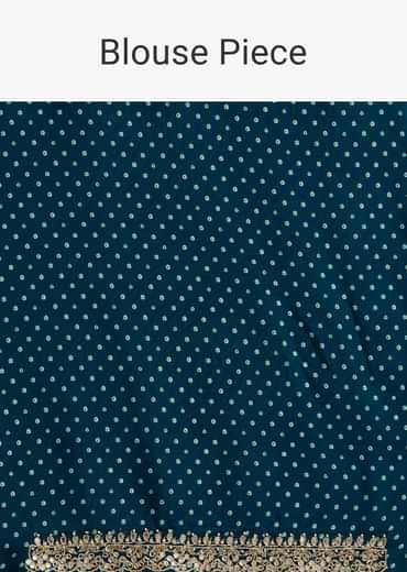 Blue Shaded Muslin Printed Saree With Embellishments