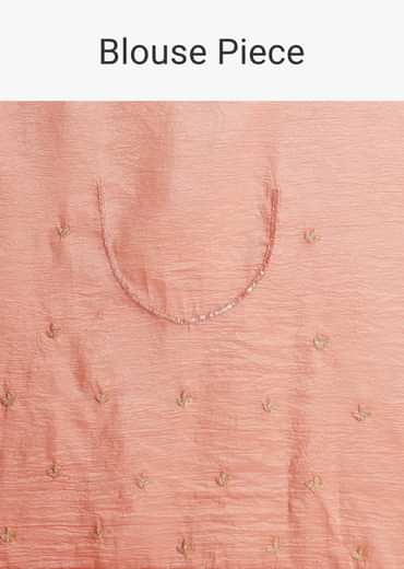 Copper Tissue Saree With Scallop Border And Sequin Embroidery Copper Tissue Saree With Scallop Border And Sequin Embroidery